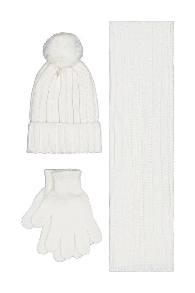 Civil Girls Set mănuși și căciulă pentru copii de 2-5 ani - Ecru