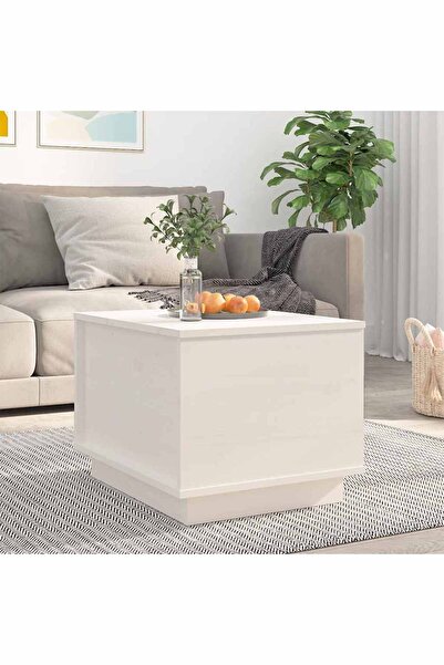 Concept Τραπεζάκι σαλονιού, λευκό, 40x50x35 εκ., μασίφ ξύλο πεύκου