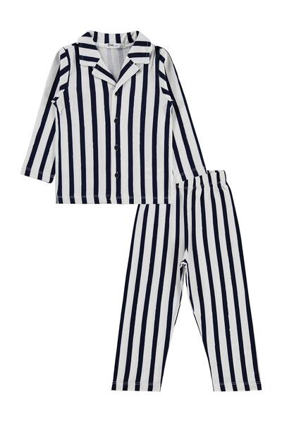 Civil Boys Striped Pajama Set for 2-5 Years - Navy Blue 2-3 Years