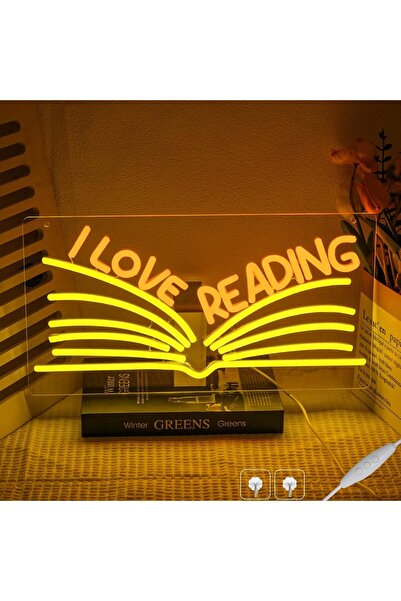 Slasa I Love Reading Neon LED Sign 22x42 cm with 6mm Acrylic Base Multicolor ...