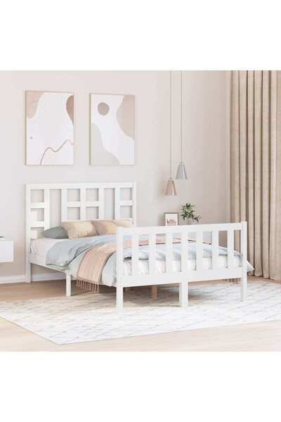 Concept Cadru de pat cu tăblie, alb, 120x200 cm, lemn masiv
