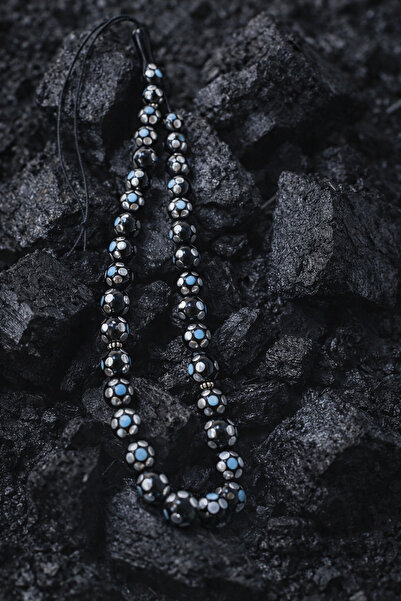 OSMANLI GÜMÜŞ Handcrafted Round Kuka Blue Giant Size Rosary with Coral and Tu...