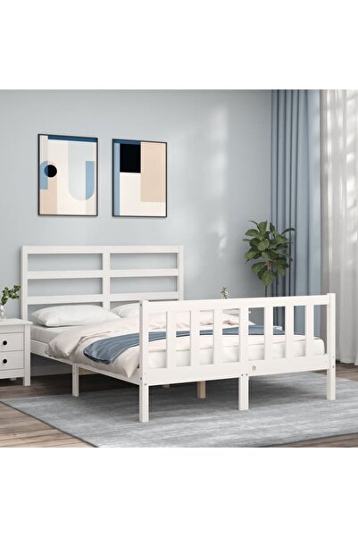 Concept Cadru de pat cu tăblie, alb, 120x200 cm, lemn masiv