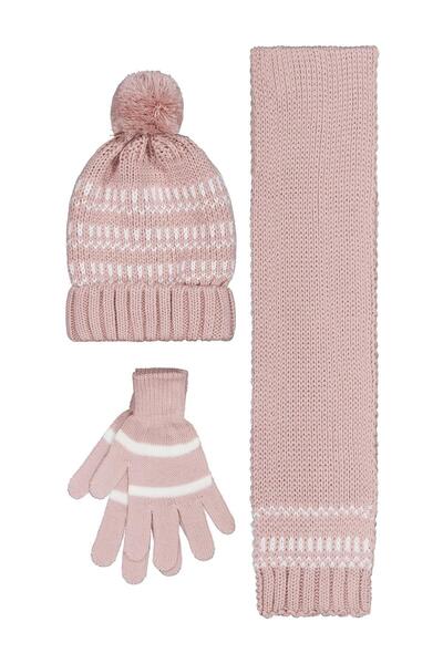 Civil Girls طقم قفازات وشاح للأطفال من عمر 2-5 سنوات - بودرة