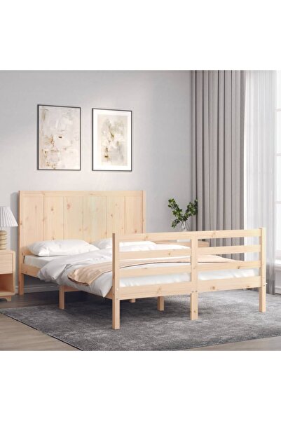 Concept Cadru de pat de 1,2 m cu tăblie, pentru două persoane mic, lemn masiv