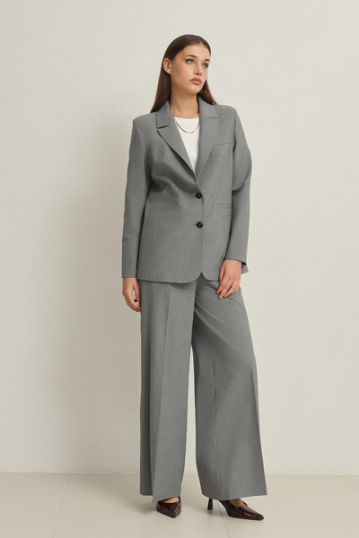 Setre Gray Basic Jacket with Pocket and Button Detail