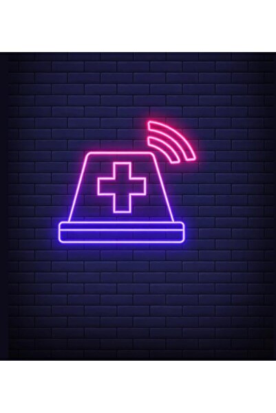 Slasa Flashlight Warning Alarm Neon Sign 30x45 cm with 6 mm Acrylic Base