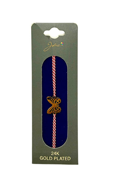 OEM Mărțișor Brățară cu Fluture, Placată cu Aur 24K, Șnur Tradițional Roșu-Alb