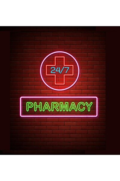Slasa Pharmacy Neon Sign with Plus & Text with 6 mm Acrylic Base
