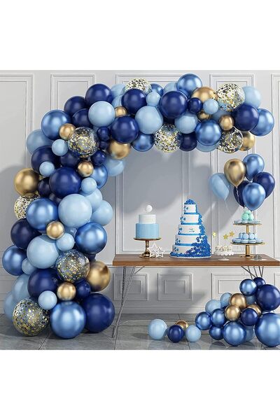Baloniva ^^ Makaron Mavi* Kozmik Lacivert* Krom Gold* Şeffaf 100'lü Balon Seti