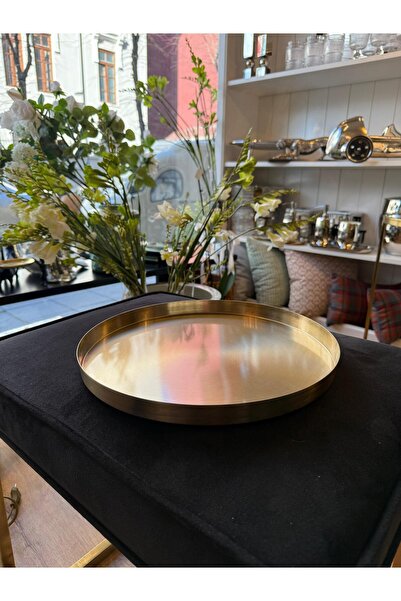 Dekordan House Pirinç Kaplama Yuvarlak Tepsi