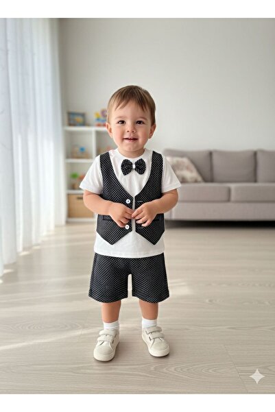 Efemkids 2/5 Years Old Boy's Suit with Bow Tie and Vest