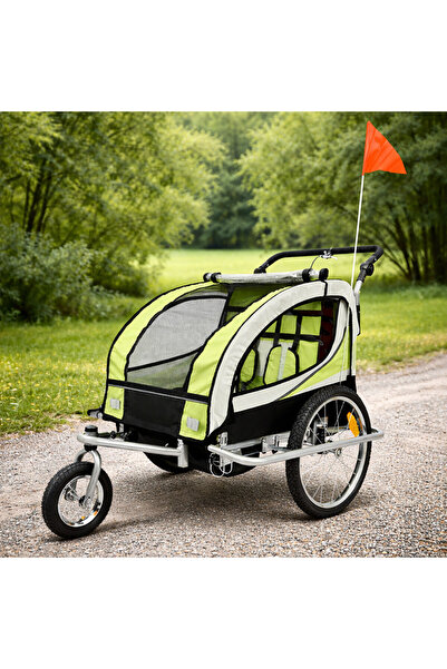 PROCART Bicycle trailer for transporting children – 2 seats, safe and comfort...