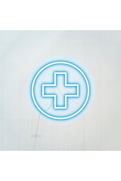 Slasa لوحة نيون زرقاء على شكل صليب، مقاس 42×42 سم، بقاعدة أكريليك 6 مم، وإضاء...