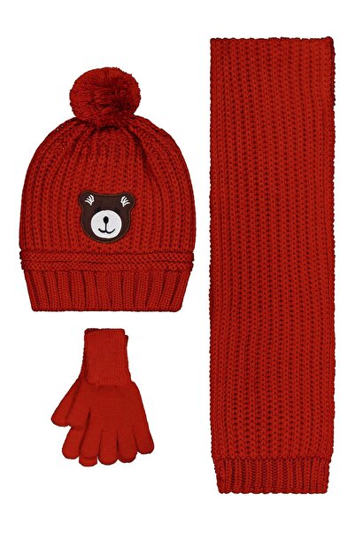 Civil Boys 2-5 Years Old Scarf, Beanie and Glove Set - Orange