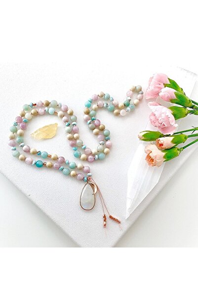 Ezera Multicolor Mala Necklace made of Larimar, Kunzite, Amazonite and Moonstone