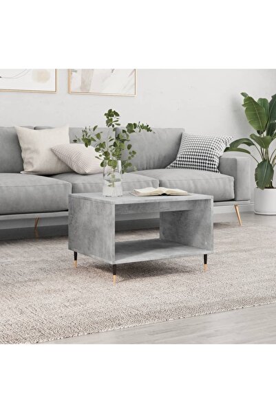 Concept Τραπεζάκι σαλονιού, γκρι σκυροδέματος, 60x50x40 εκ., επεξεργασμένο ξύλο