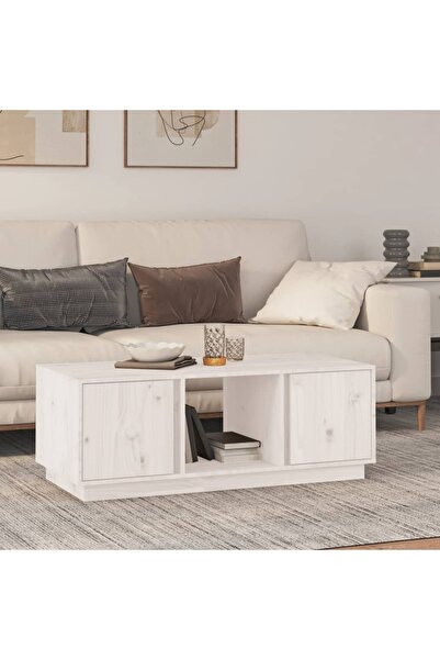 Concept Masă de cafea, albă, 110x50x40 cm, lemn masiv de pin