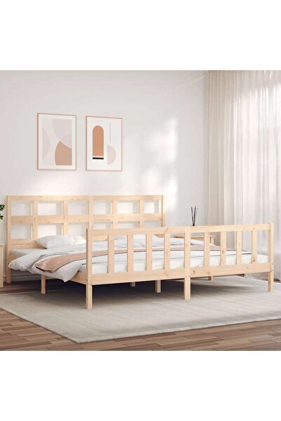 Concept Cadru de pat cu tăblie 200x200 cm, lemn masiv de pin