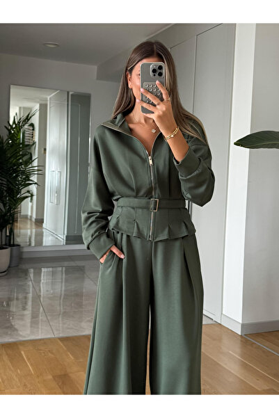 My Blog Khaki Belted Design Suit - 7278