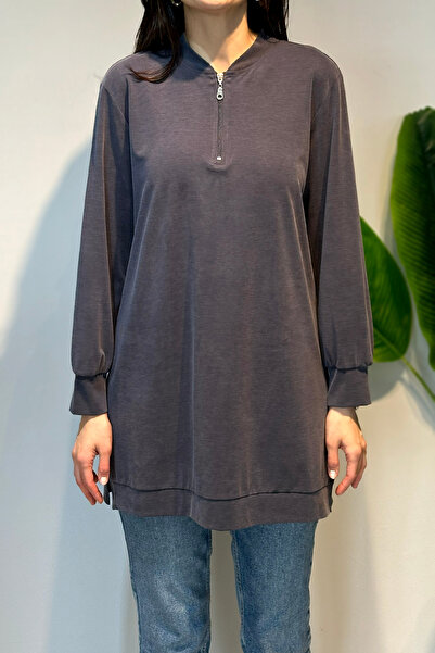 Lale Butik Cotton Basic Tunic 7474 Anthracite