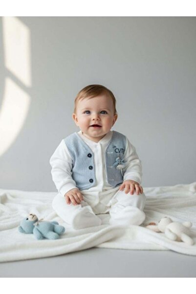 Zekids Baby Boy Winter Vest Detailed Stylish Jumpsuit