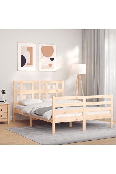 Concept Cadru de pat de 1,2 m cu tăblie, pentru două persoane mic, lemn masiv