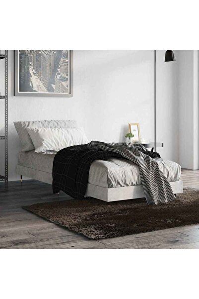 Concept Cadru de pat, gri beton, 75x190 cm, lemn prelucrat