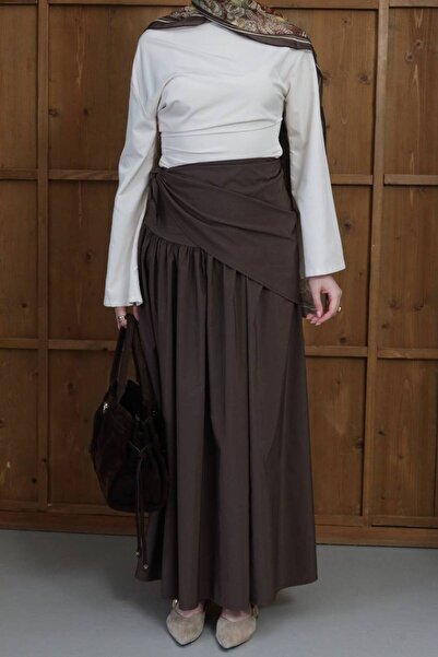 D'RECCY Women's Belted Flowered Long Skirt