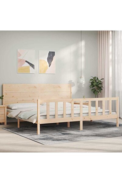 Concept Cadru de pat cu tăblie 200x200 cm, lemn masiv de pin