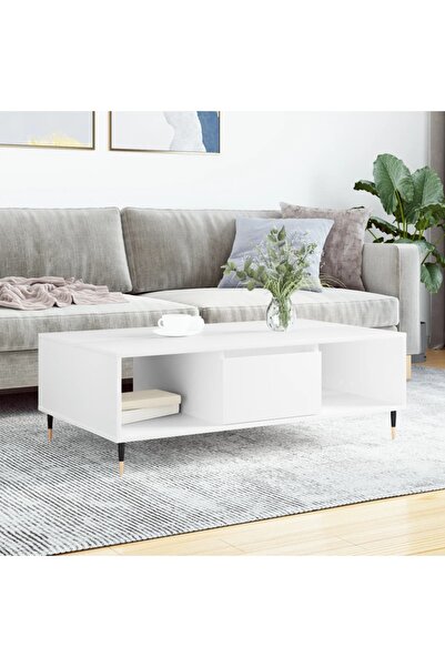 Concept Masă de cafea, albă, 104x60x35 cm, lemn compozit