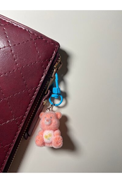 Hiis Store Yavruağzı Renkli Tüylü Flock Ayıcık Anahtarlık - Çanta Süsü Hediye...