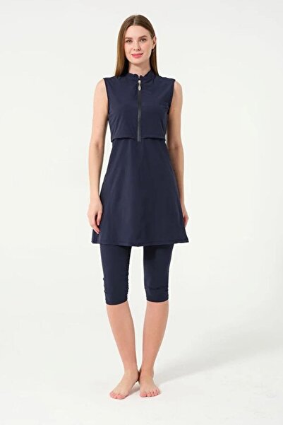 TESMAY Sportsman Lycra Fabric Quick Dry Half Zipper Zero Sleeve Tights Swimsu...