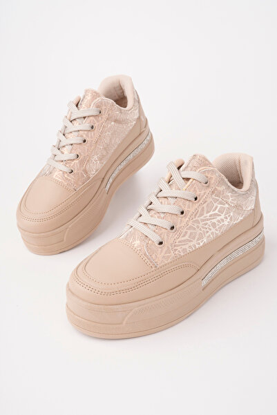 Madam Tarz Lyd-1160 Glittery Stone Detailed Tied Sports Shoes