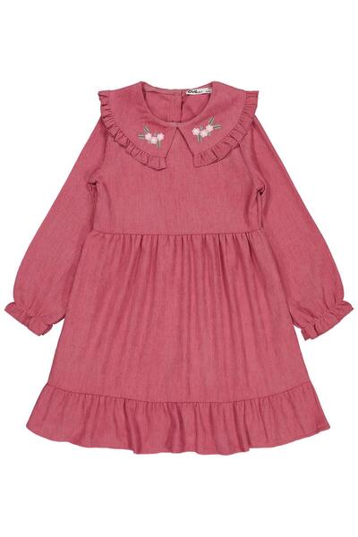 Civil Girls Rochie cu volane pe fusta pentru 6-9 ani - Roz 7-8 ani