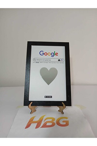 HBGSHOP Google Temalı Dünyanın En Güzel Kızı Aynalı Çerçeve - Spotify Barkodl...