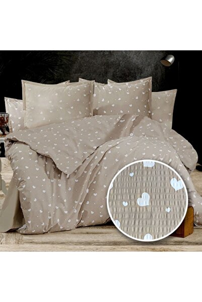 Pucioasa Double crepe bed linen with duvet cover 180x220cm, 100% Cotton , Bei...
