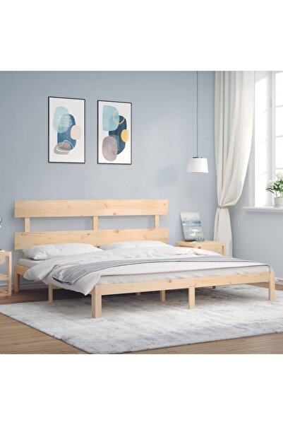 Concept Cadru de pat cu tăblie 200x200 cm, lemn masiv de pin