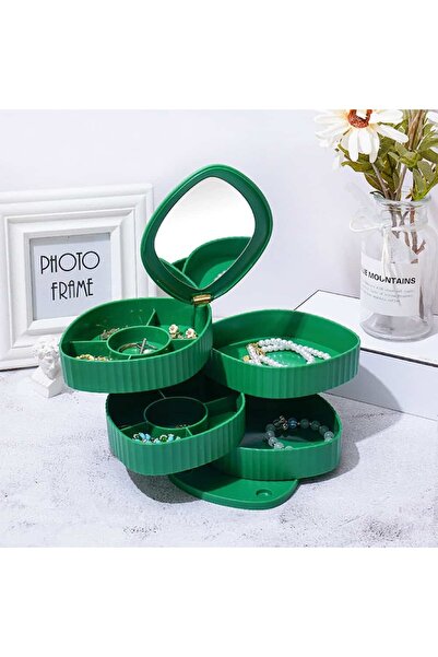 Thirty Three Design Jewelry organizer with foldable mirror, green plastic, or...
