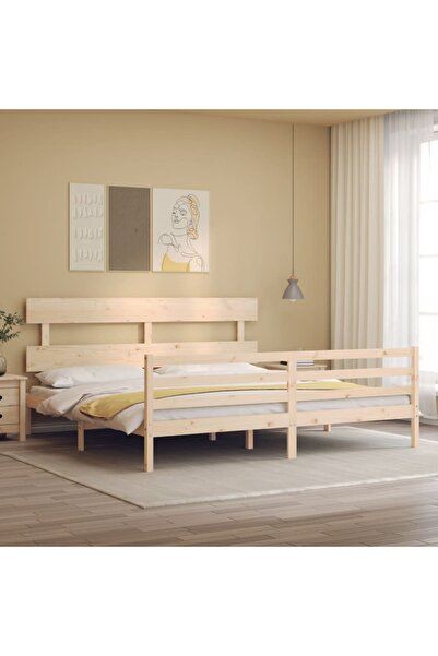 Concept Cadru de pat cu tăblie 200x200 cm, lemn masiv de pin