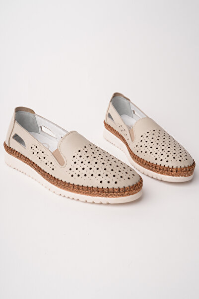 Madam Tarz Vrp-501 Star Pattern Genuine Leather Ballerinas