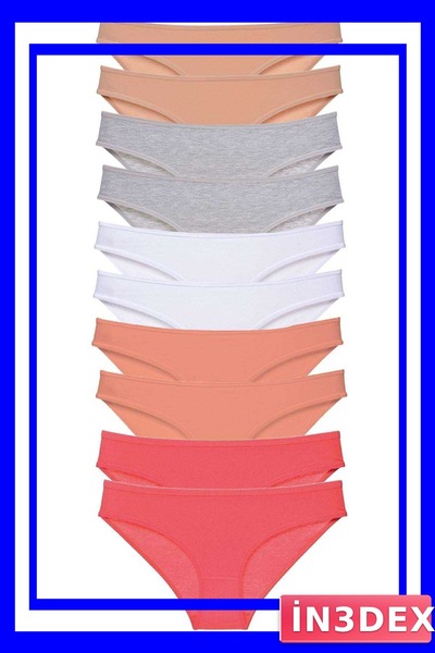 İN3DEX Lycra Women's Slip Panties Set 10 Pieces Multiple Color Options