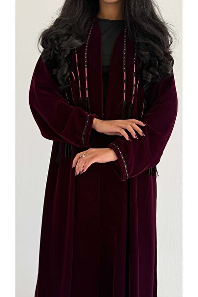 AYA MWT864 - Velvet abaya with elegant cord trim