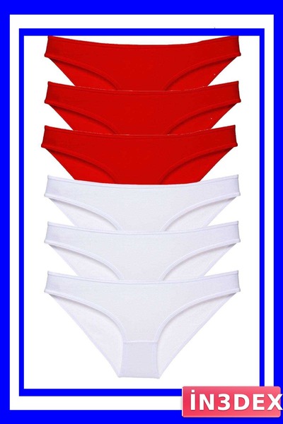 İN3DEX 6-Piece Lycra Women's Slip Panties Set with Red and White Color Options