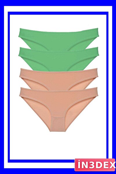 İN3DEX Lycra Women's Slip Panties Set of 4 Green Color