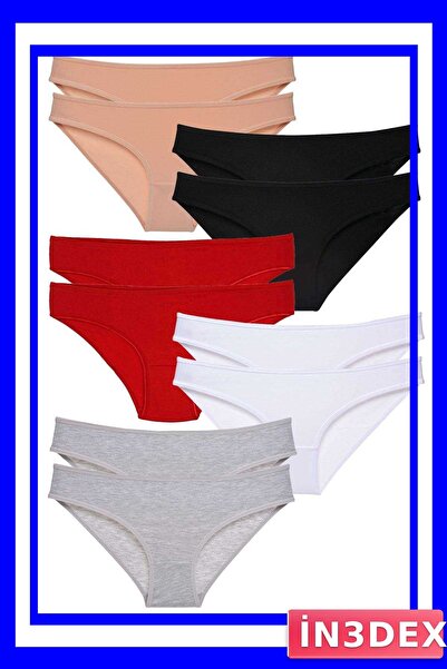 İN3DEX Set of 10 Lycra Women's Slip Panties in Various Colors