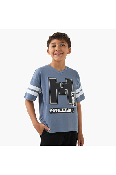 MINECRAFT Boys V-neck T-shirt with Graphic Print - Short Sleeves