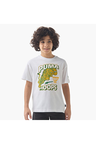 Puma تيشيرت للأولاد برقبة دائرية وطبعة جرافيكية - قطن - كم قصير