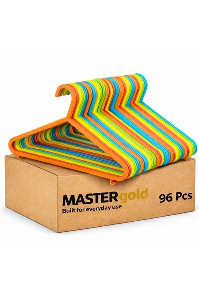 mastergold ماسترجولد - 24 شماعة ملابس بلاستيكية متعددة الالوان 30 سم علاقة مل...