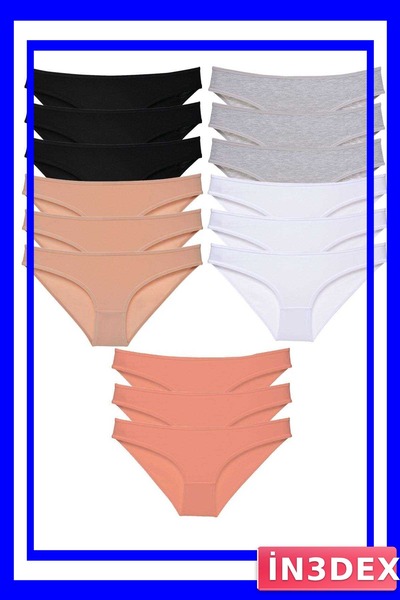 İN3DEX Lycra Women's Slip Panties Set 15 Pieces Multiple Color Options